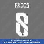 Kroos 8 (Official Real Madrid FC 2021/22 Away / Third Cup Competition Name and Numbering)